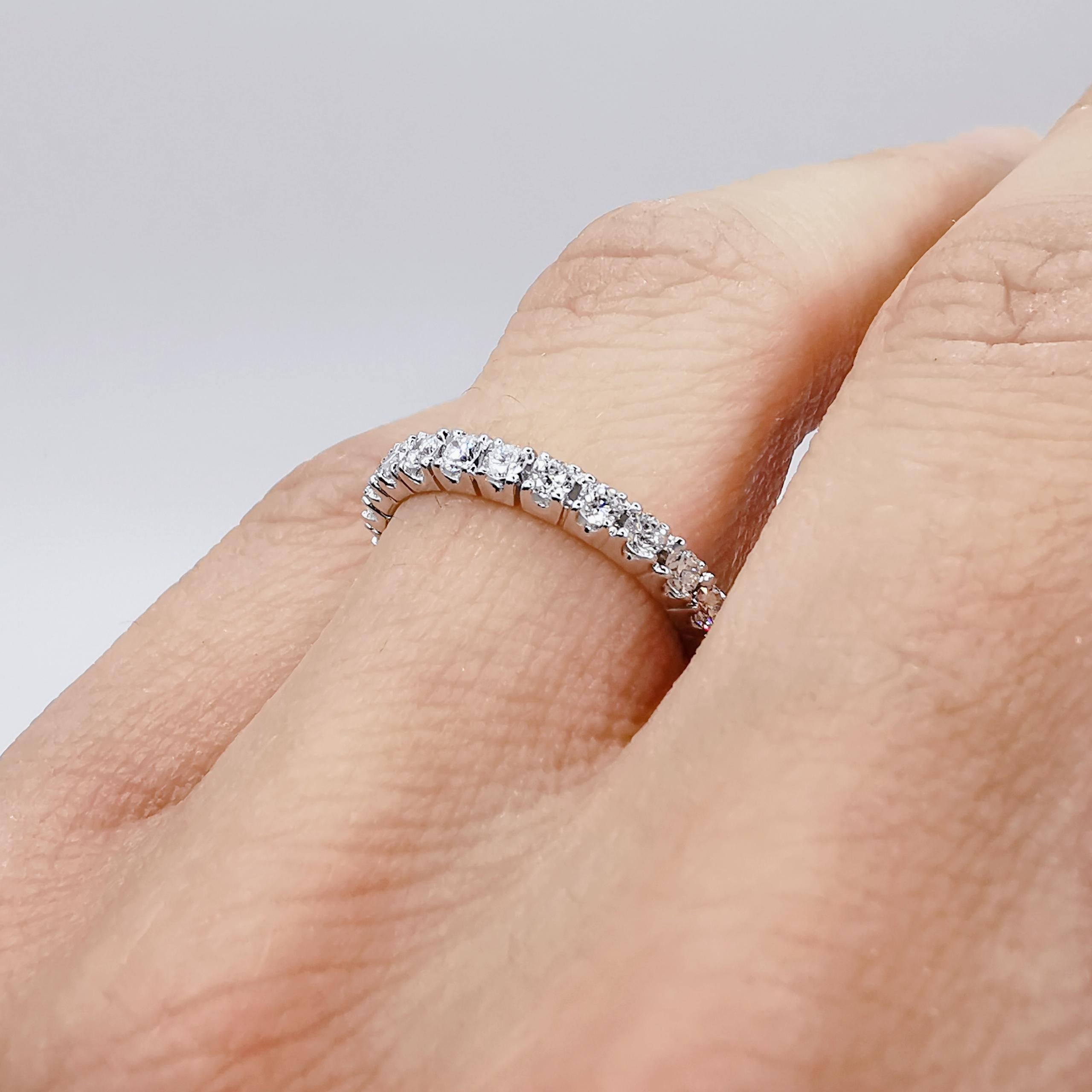 For Sale:  18K White Gold Diamond Pavé Eternity Band Wedding Ring 5