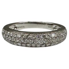 Bague en or blanc 18K avec pavé de diamants 0.75ct HI SI Odelia Taille 6.5