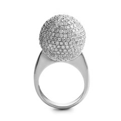 18 Karat White Gold Diamond Pave Sphere Ring AN61991