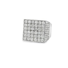 18K White Gold Diamond Pave Square Ring – 5.55 Carats Total