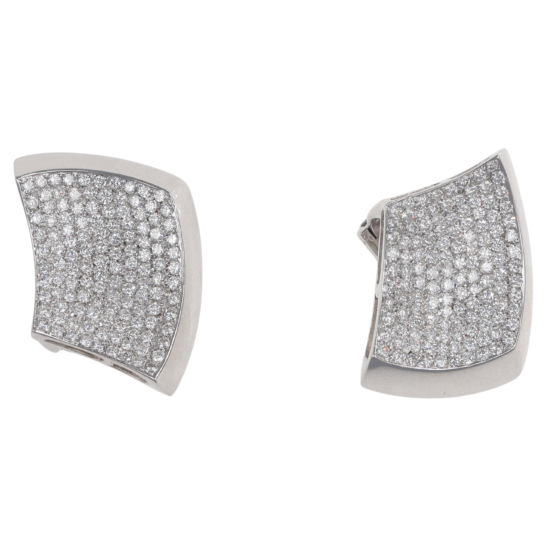 18K White Gold Diamond Pavé Square Stud Earrings