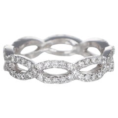 18K White Gold Diamond Pavé Wave Band Ring