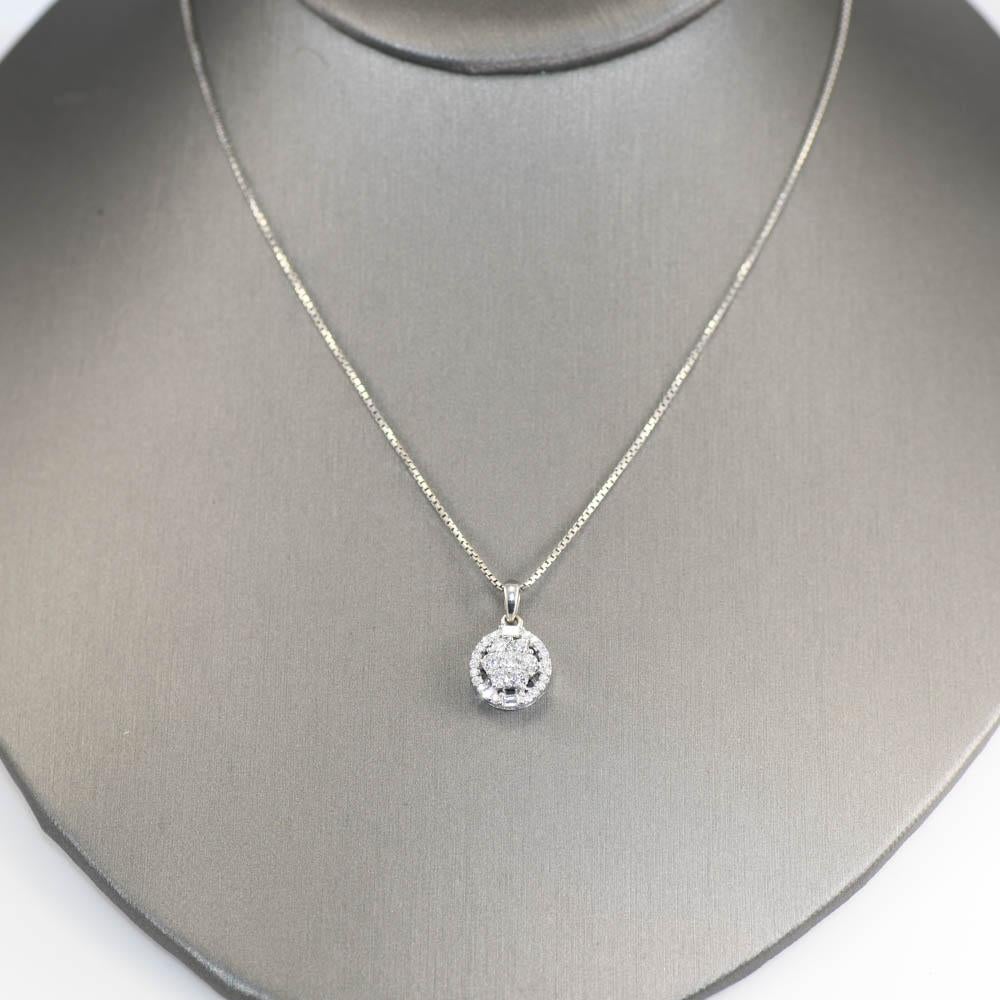 18k White Gold Diamond Pendant & 14k Chain 5.4gr .50tdw For Sale 3