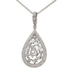 Collar colgante de diamantes de oro blanco de 18 quilates, 2,65 ct, Italia