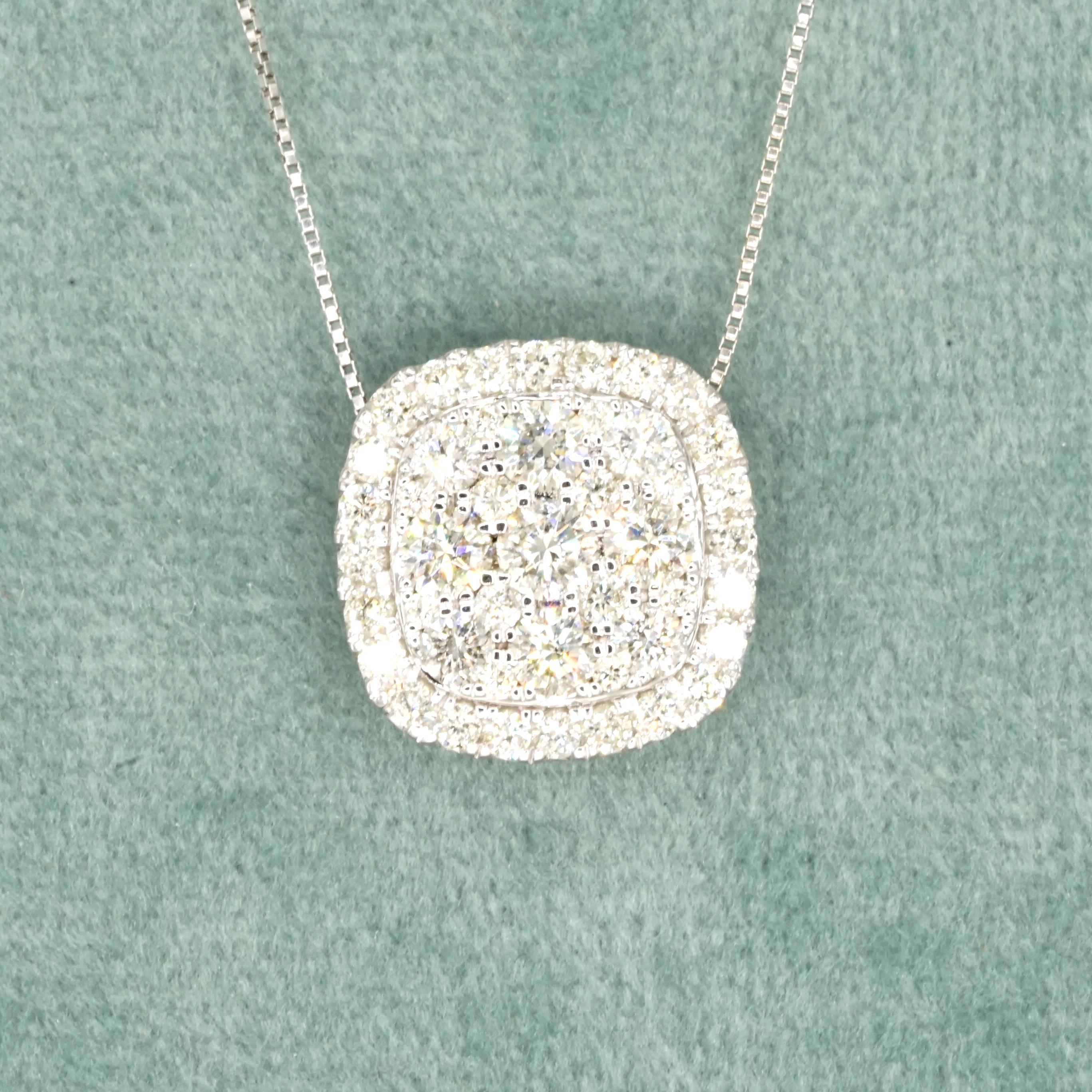 Contemporary 18K White Gold Diamond Pendant Necklace For Sale