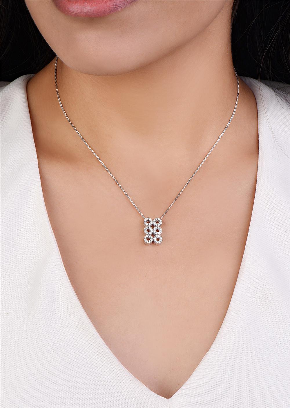 Modern 18 Karat White Gold Diamond Pendant Necklace For Sale