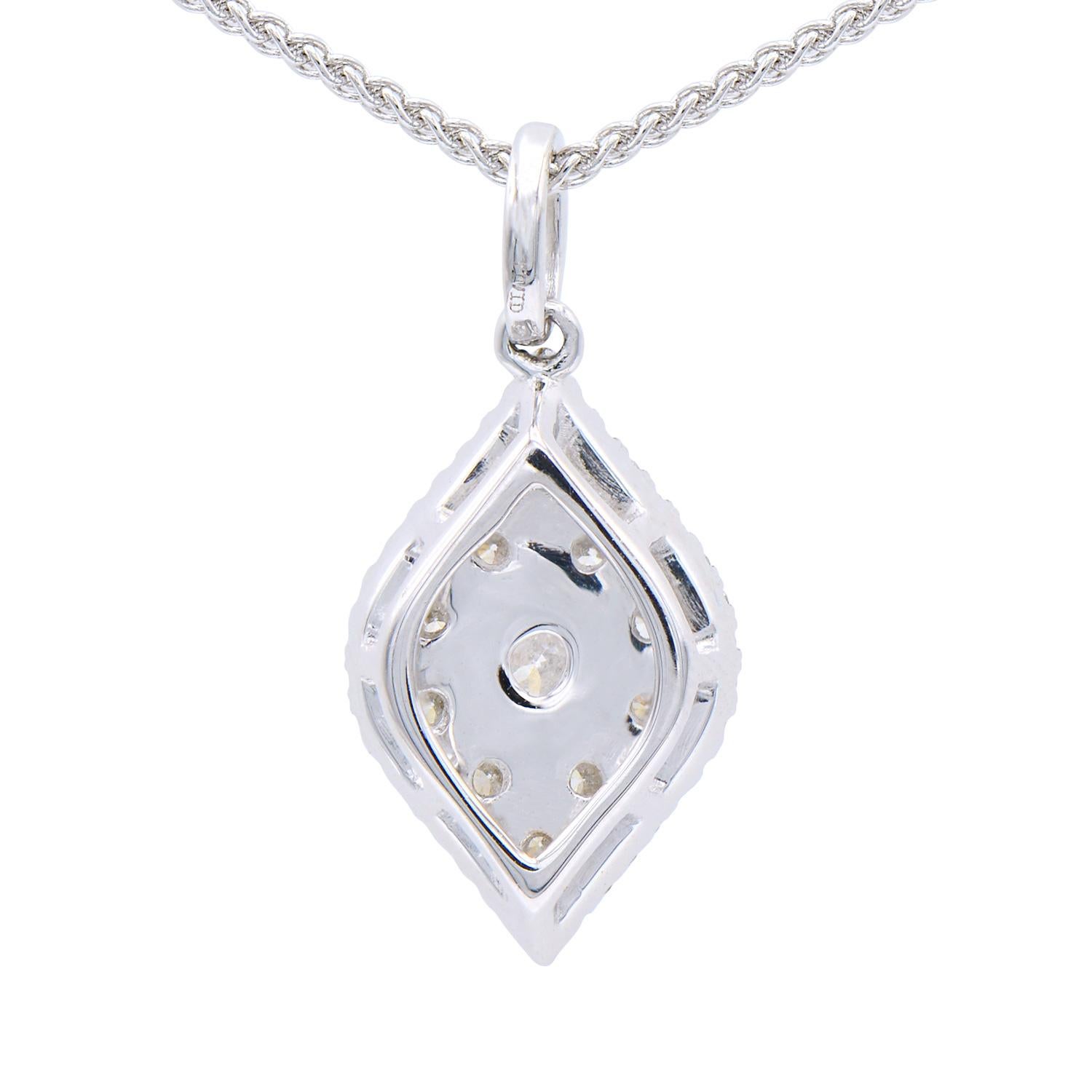Contemporary 18K White Gold Diamond Pendant with Chain For Sale