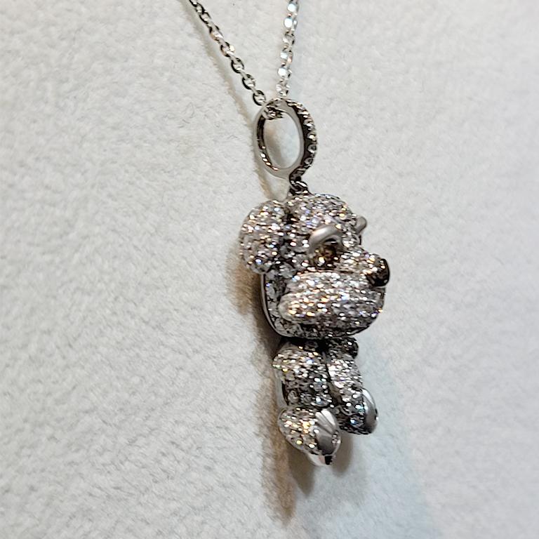 Modern 18 Karat White Gold Diamond Pendant with Chain For Sale