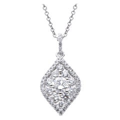 18K White Gold Diamond Pendant with Chain