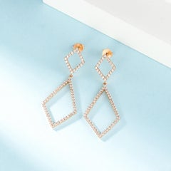 18K White Gold Diamond Rhombus Drop Earrings