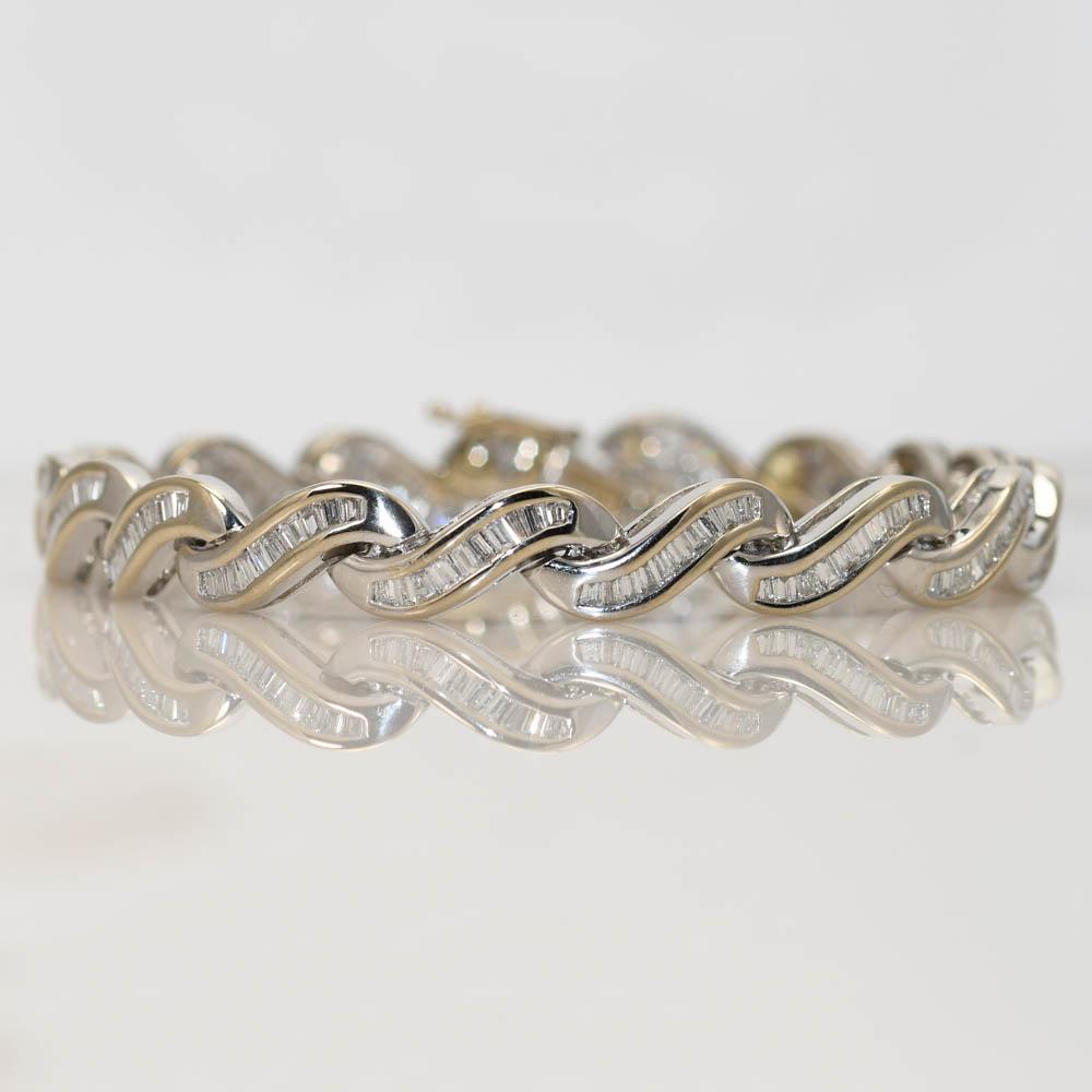 Pulsera Estilo Cinta de Diamantes de Oro Blanco de 18K 2.00ct en venta 1