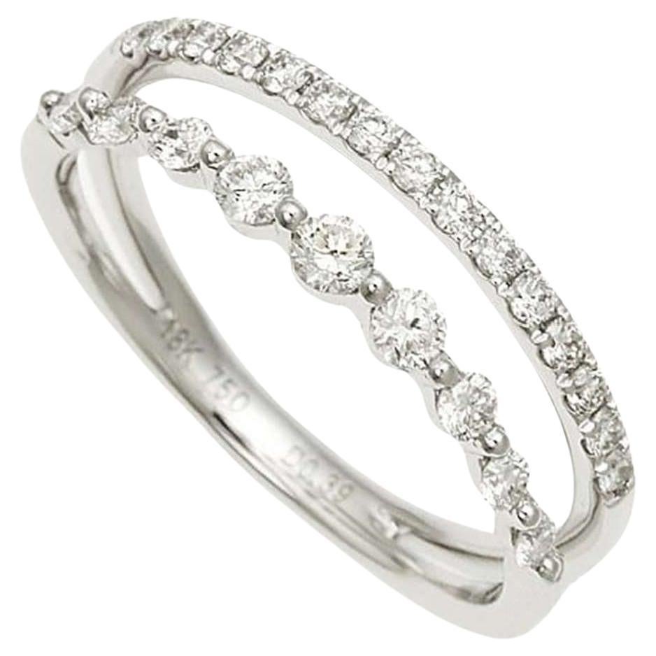 18K White Gold Diamond Ring - 0.39ct, Size 5.0 For Sale