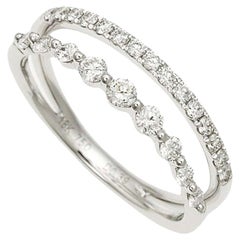 Anello con diamante in oro bianco 18K - 0,39ct, misura 5.0