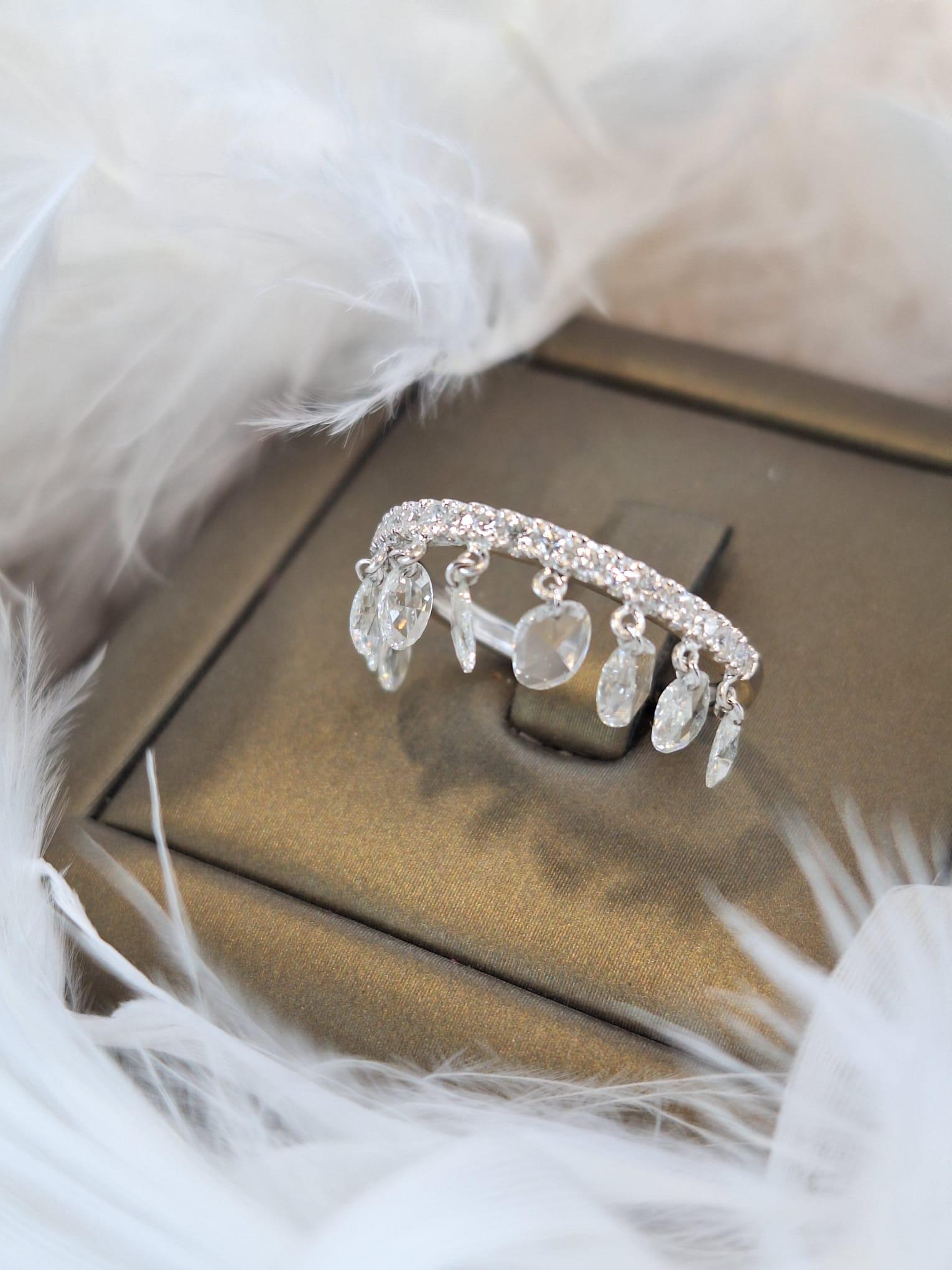 Modern 18K White Gold Diamond Ring For Sale