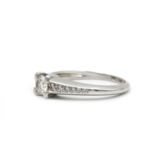 18K White Gold Diamond Ring with Pavé Shoulders, 0.65 ct Total