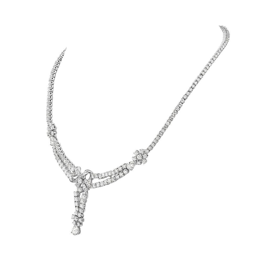 This necklace features 14.36 carats of G VS diamonds set in 18K white gold. 35.1 grams total weight. 7.5 inch drop. Made in Italy. 

Viewings available in our NYC showroom by appointment.