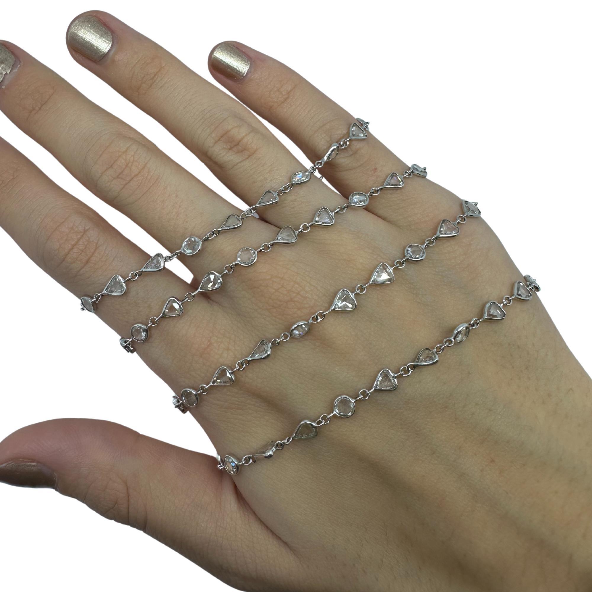 De las mujeres Collar Cadena Corazón Corte Rosa Diamante Oro Blanco 18K en venta
