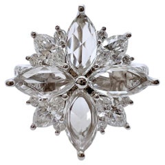 18k White Gold Diamond Rose Cut Ring