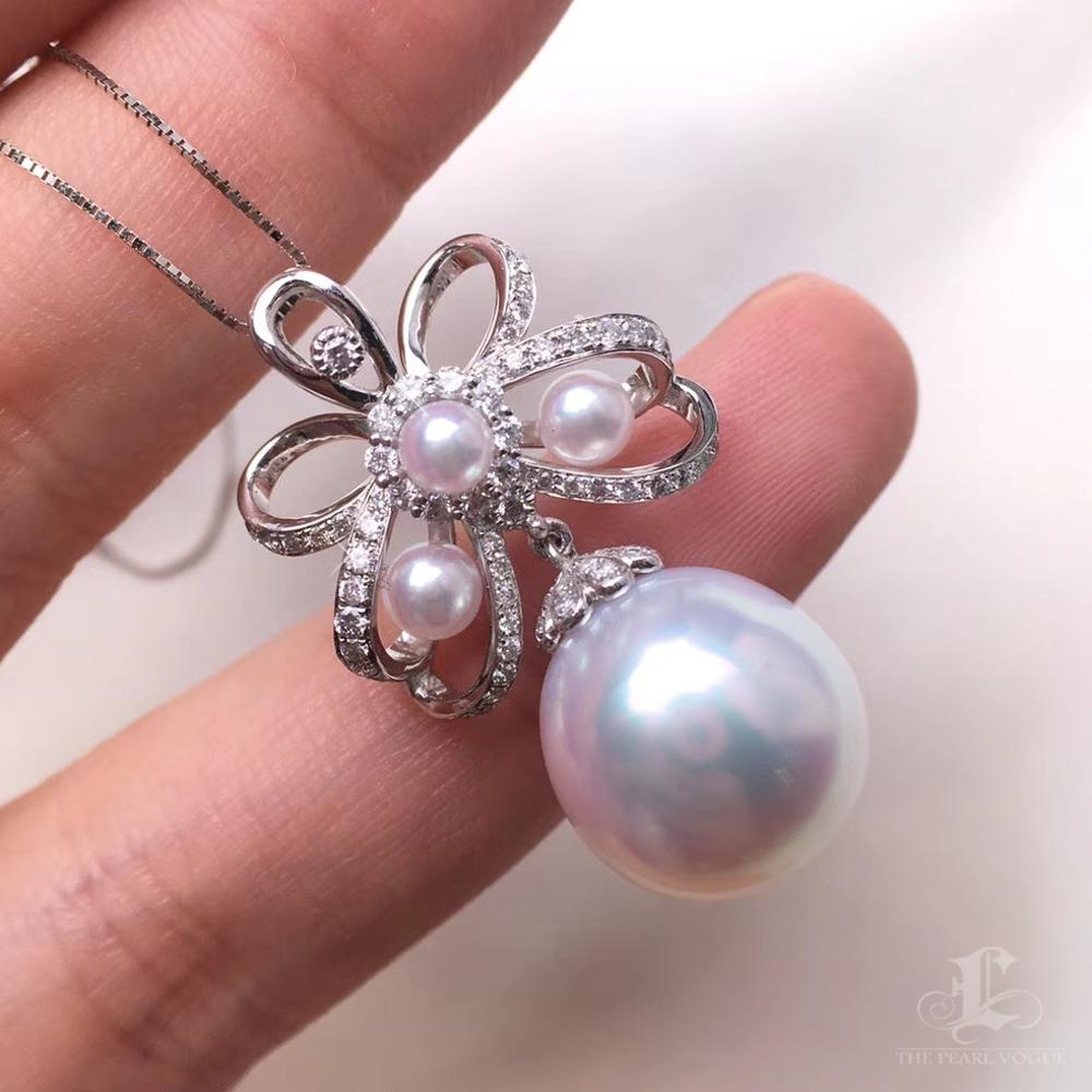 Women's 【Crown Radiance】Celeste Ribbon Aurora South Sea Pearl & Diamond Pendant For Sale