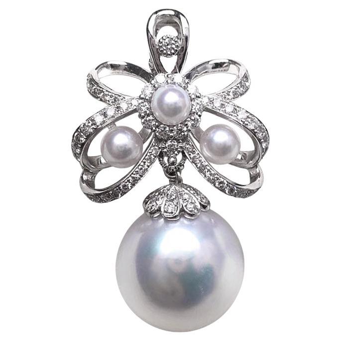 【Crown Radiance】Celeste Ribbon Aurora South Sea Pearl & Diamond Pendant For Sale