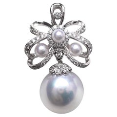【Crown Radiance】Celeste Ribbon Aurora South Sea Pearl & Diamond Pendant