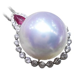 【Crown Radiance】Crown Flame South Sea Pearl & Ruby Diamond Pendant