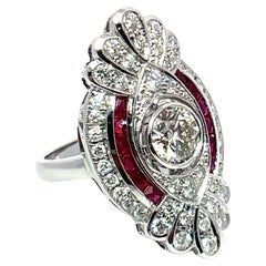18k White Gold Diamond & Ruby Cluster Ring