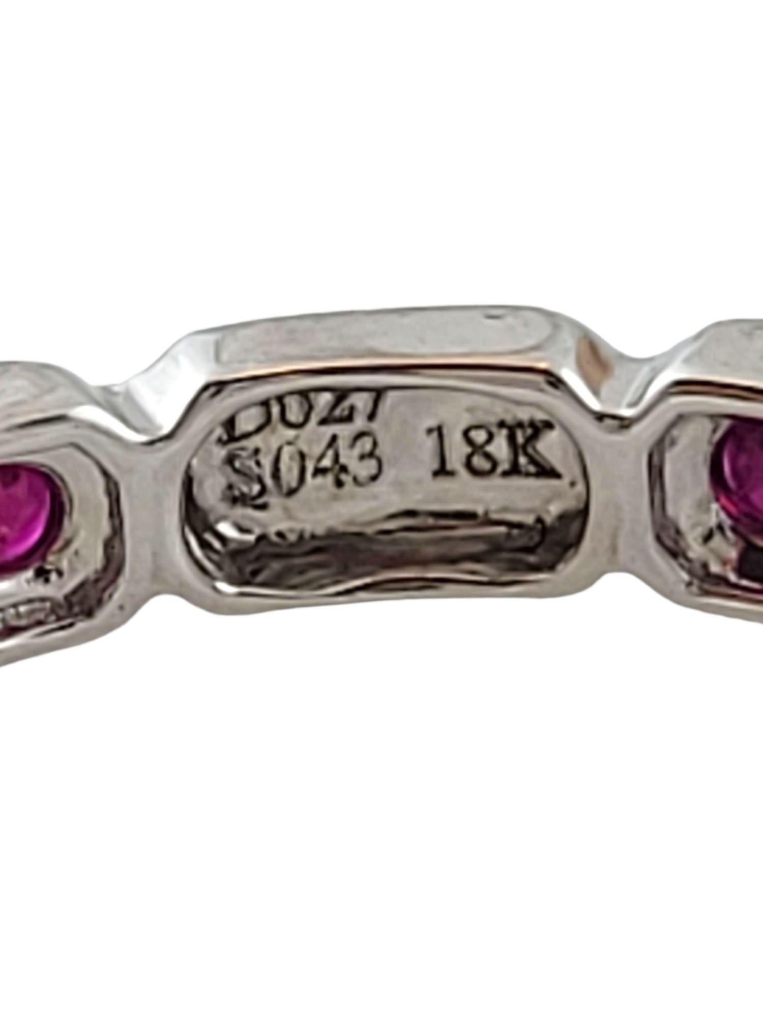 18K White Gold Diamond & Ruby Eternity Band Size 6.75 #14773 In Good Condition For Sale In Washington Depot, CT