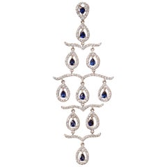 18 Karat White Gold Diamond, Sapphire and Gold Earrings