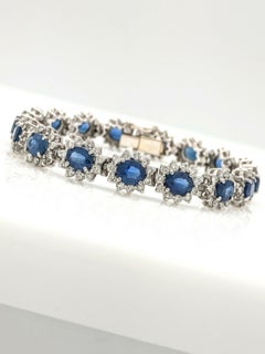 18 Karat White Gold Diamond and Sapphire Bracelet 28.9 Grams
