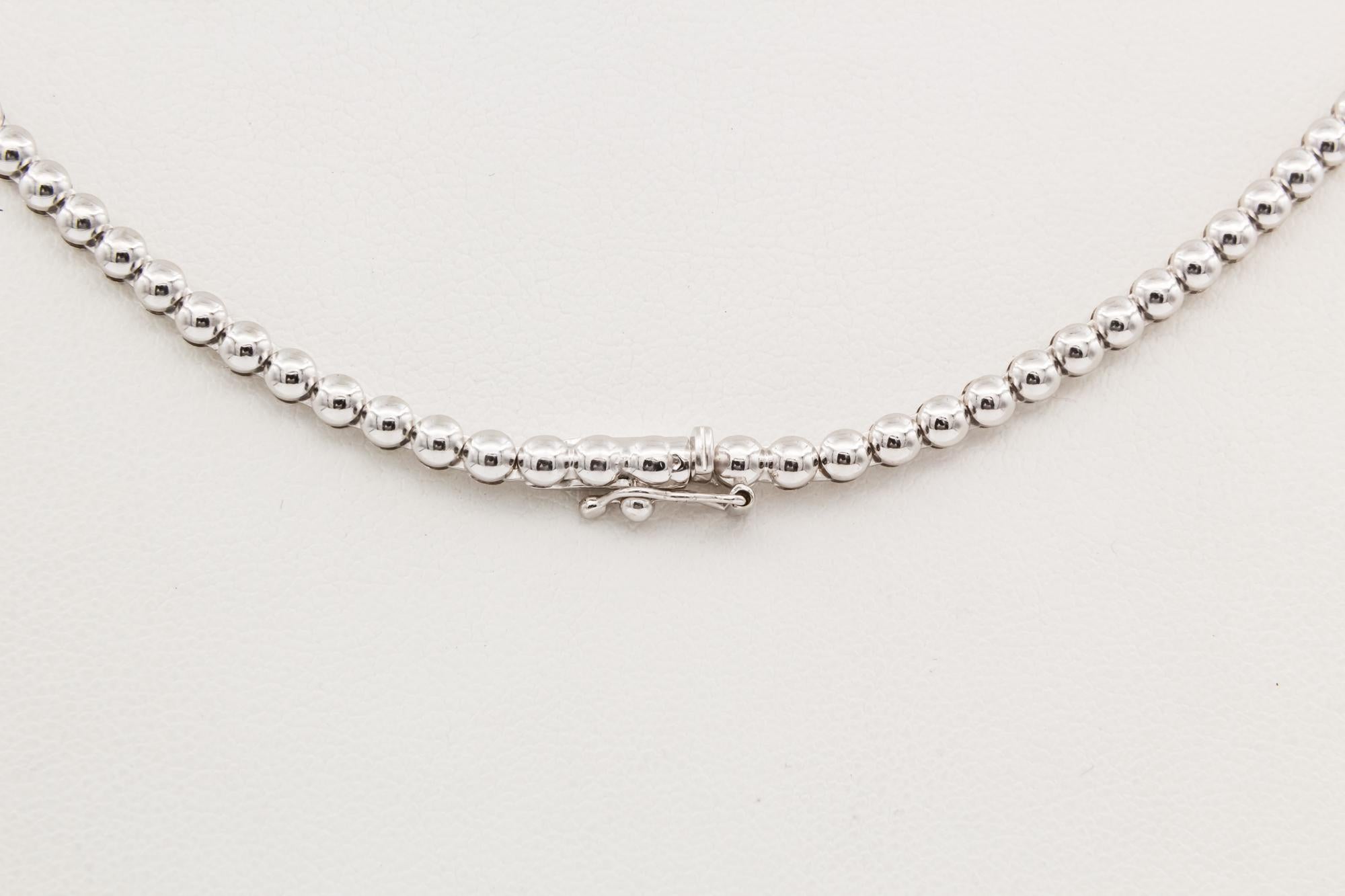 18k White Gold Diamond & Sapphire Double Drop Necklace 5.00ctw/3.11ctw For Sale 5