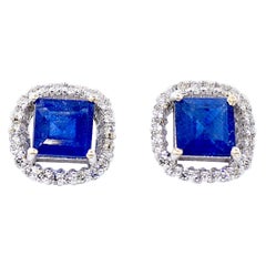 18 Karat White Gold Diamond and Sapphire Earrings