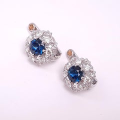 MOISEIKIN Diamond Sapphire White Gold Earrings in Aurora Style