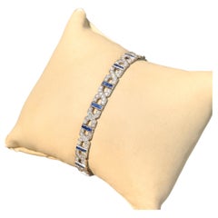 Vintage 18K White Gold Diamond Sapphire Infinity Link Bracelet