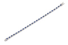 18K White Gold Diamond & Sapphire Tennis Bracelet Tw. 5.54ct