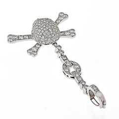 18K White Gold Diamond Scull Pendant Purse Charm