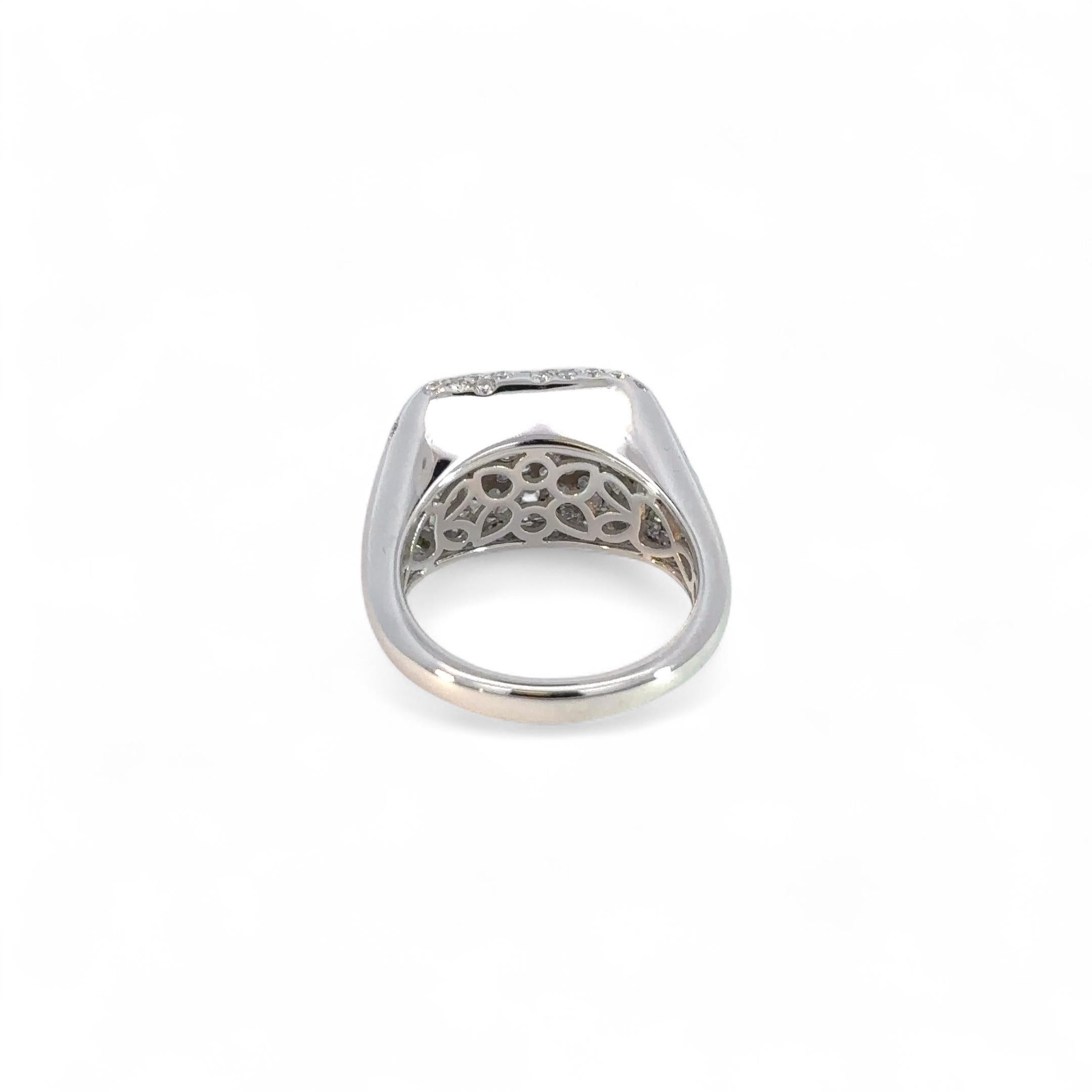 18K Weißgold & Diamant Siegelring (Rundschliff) im Angebot