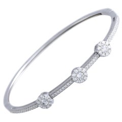 18 Karat White Gold Diamond Sliding Bangle Bracelet