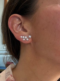 Boucles d'oreilles petites vignes en or blanc 18K et diamants par Rina Limor