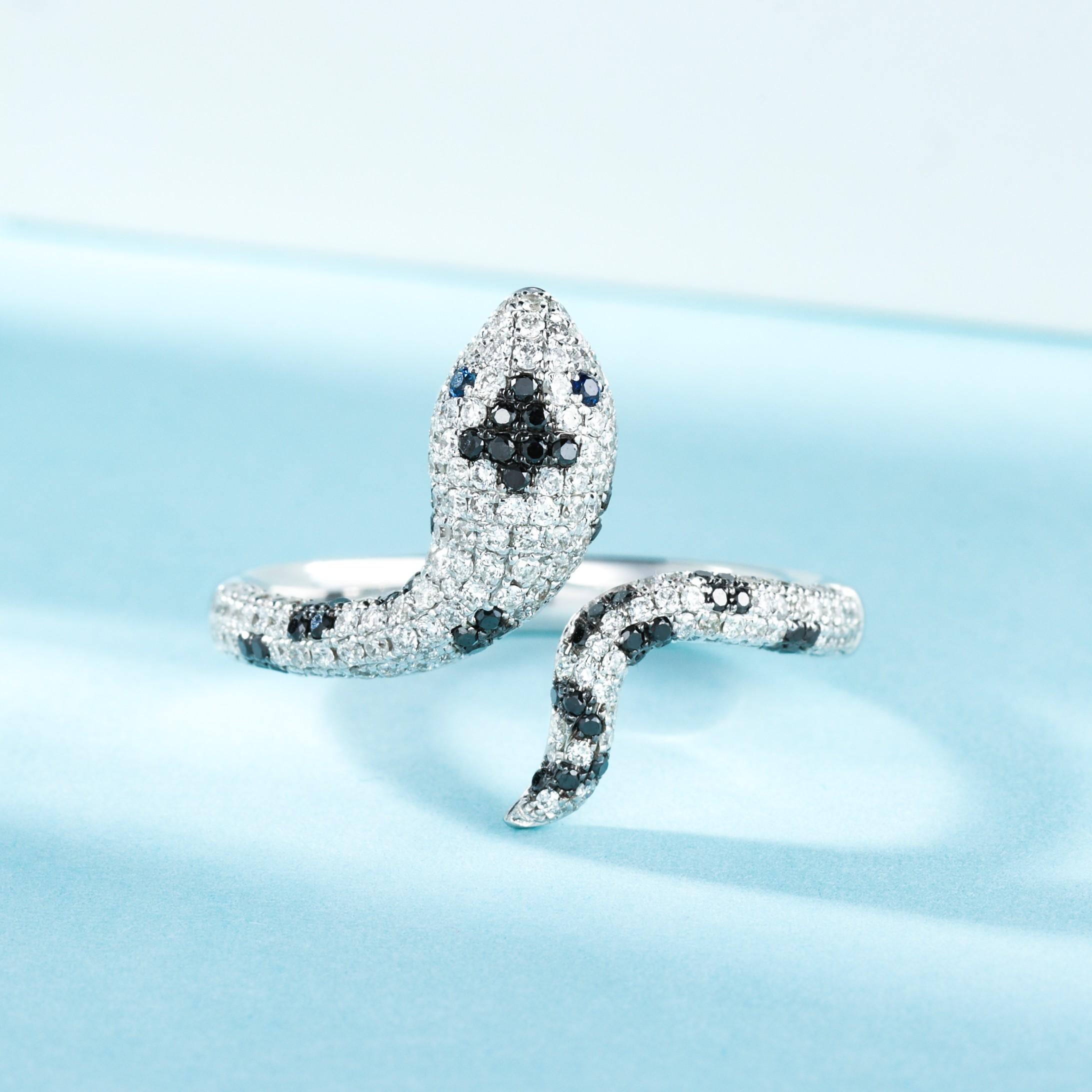For Sale:  18K White Gold Diamond Snake Ring 3