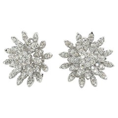 18K White Gold Diamond Snowflake Stud Earrings