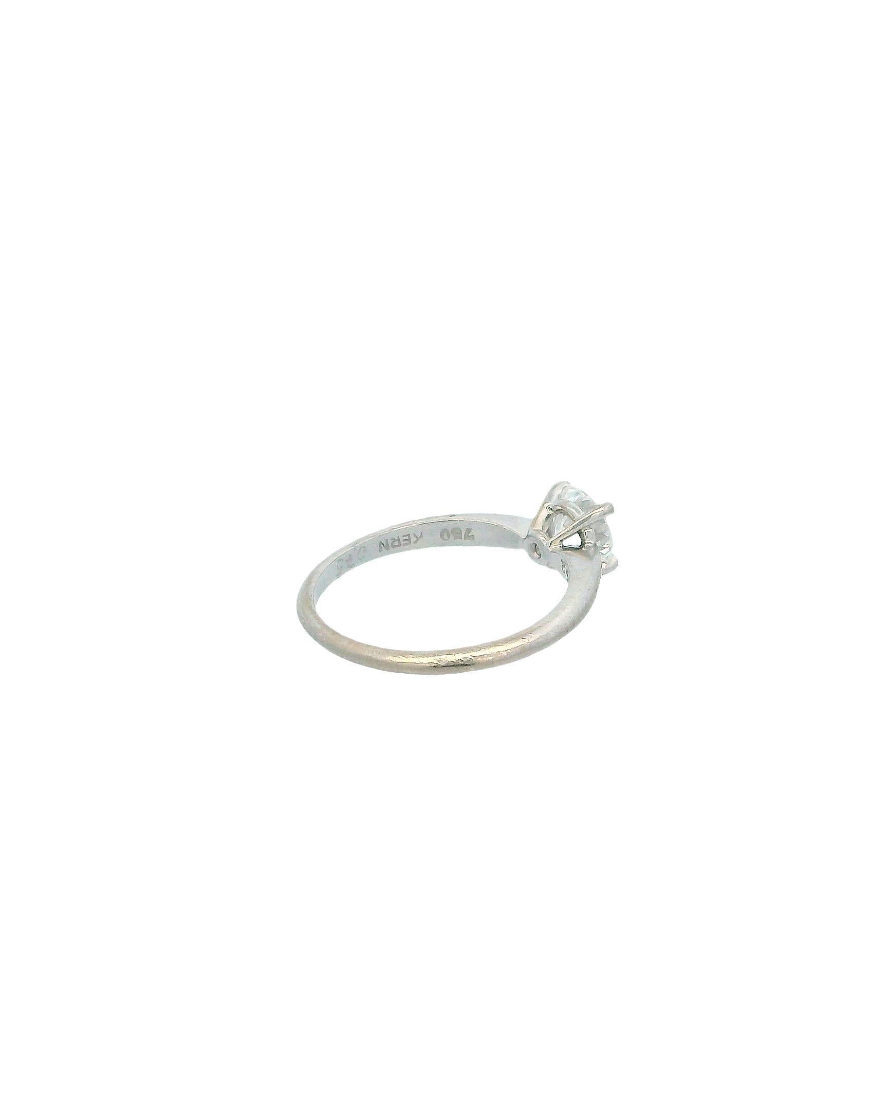 Bague en or blanc 18K avec solitaire en diamant de 0,75 ct par René Kern Pour femmes en vente