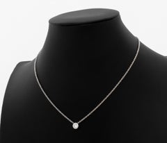 Italian 18K White Gold and Diamond Solitaire Pendant Necklace