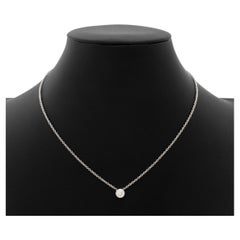 Italian 18K White Gold and Diamond Solitaire Pendant Necklace