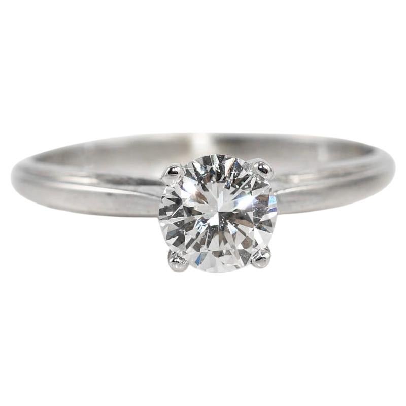 18K White Gold Diamond Solitaire Ring .57ct For Sale