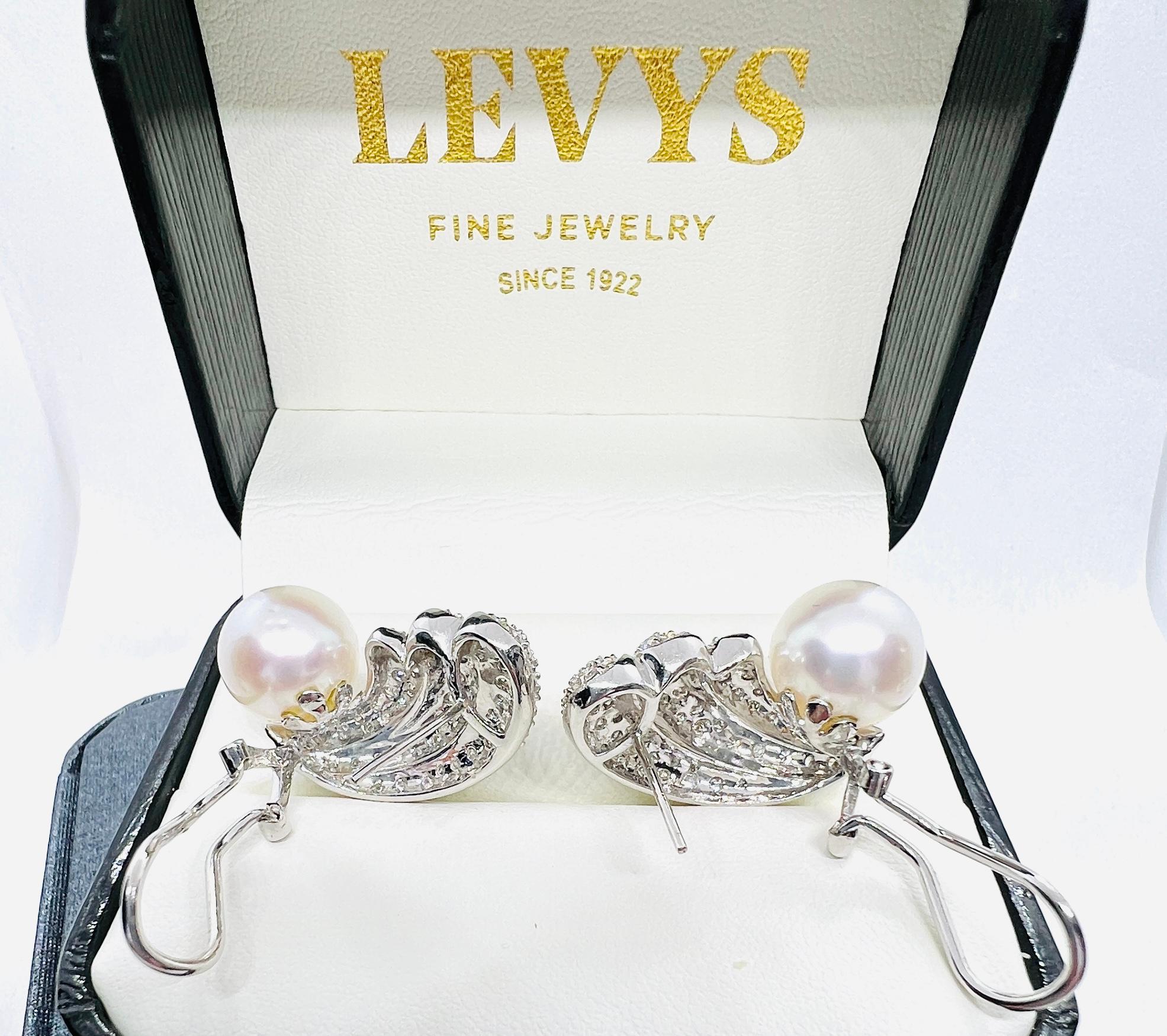 18K White Gold Diamond & South seas Pearl Vintage Earrings 19.3 Grams For Sale 3