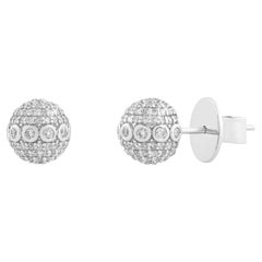 18K White Gold Diamond Sphere Stud