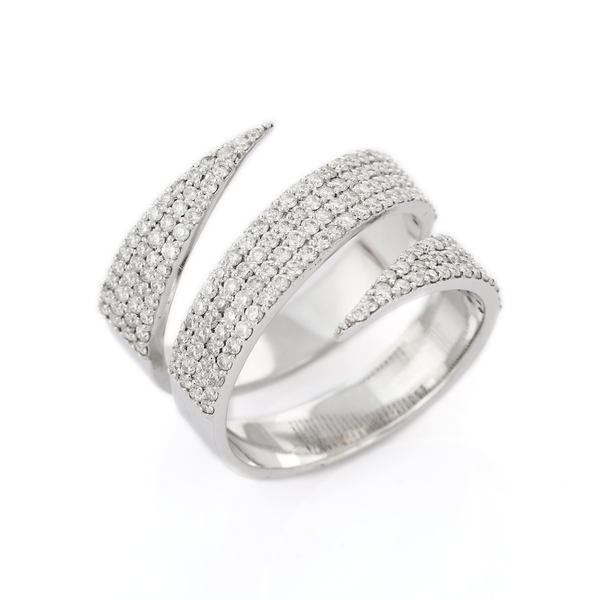 For Sale:  18K White Gold Diamond Wrap Band Ring 6