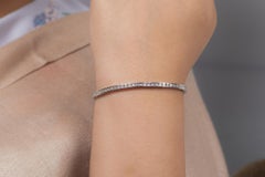 18K White Gold Diamond Square Cut Tennis Bracelet