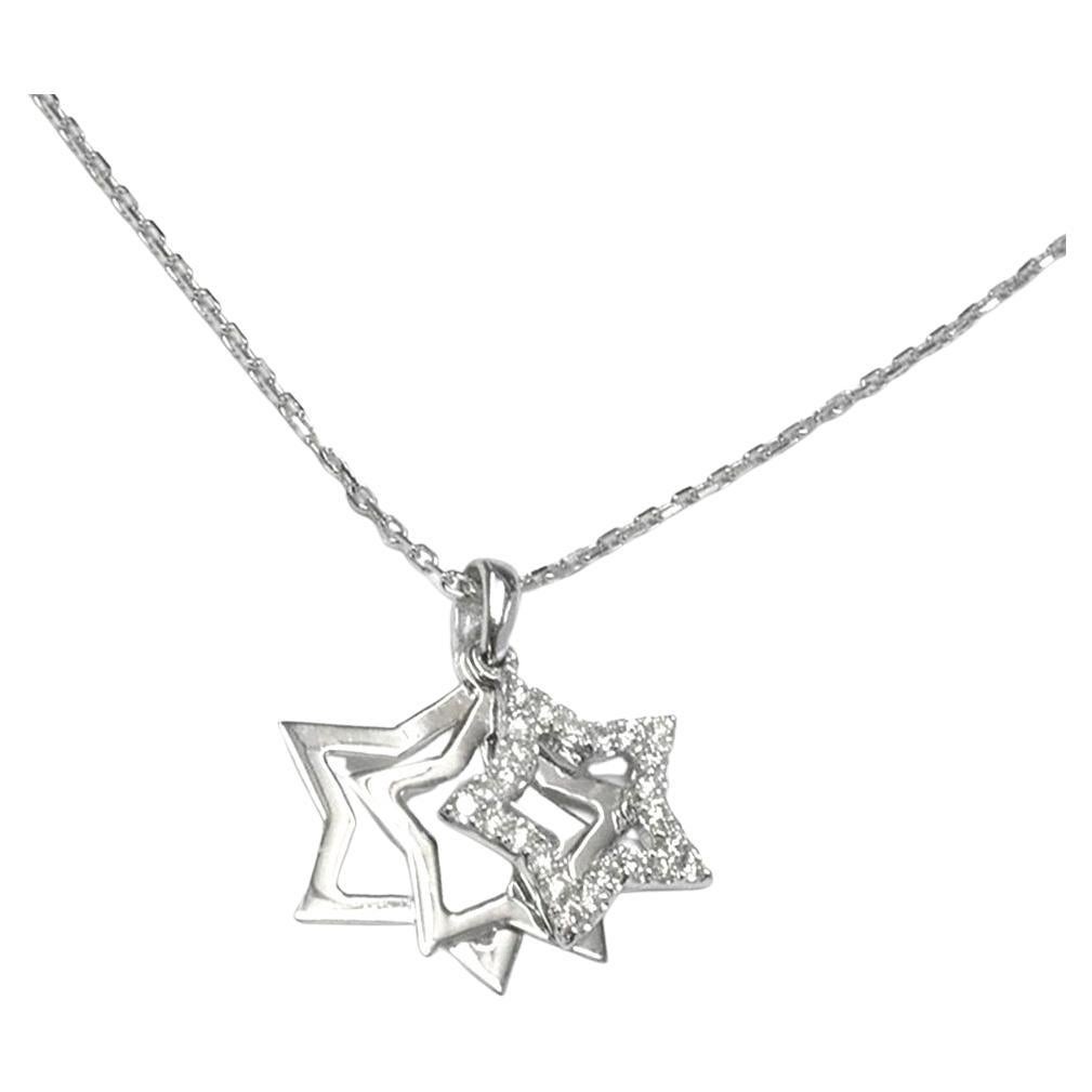 18k Gold Diamond Star Necklace Star of David Necklace Open Star Necklace